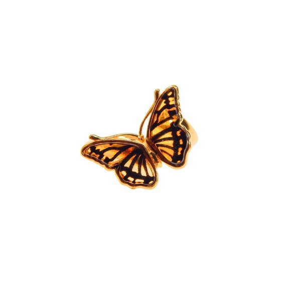 Jurate Amber Jewelry - Baltic Amber Gold Adjustable Butterfly Ring